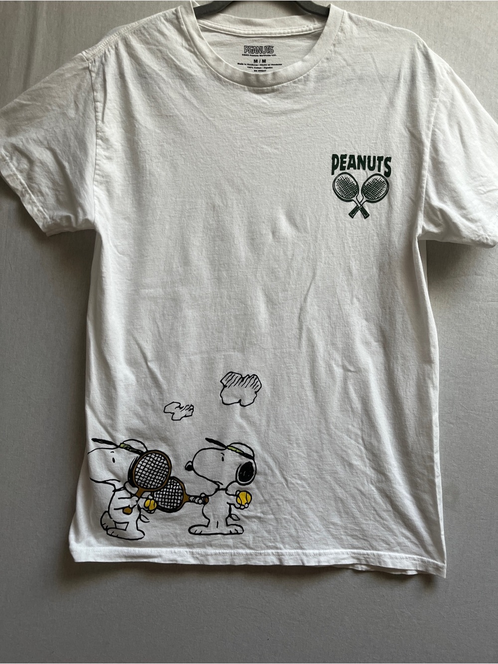 Peanuts White Snoopy Tennis Graphic Tee Sz M